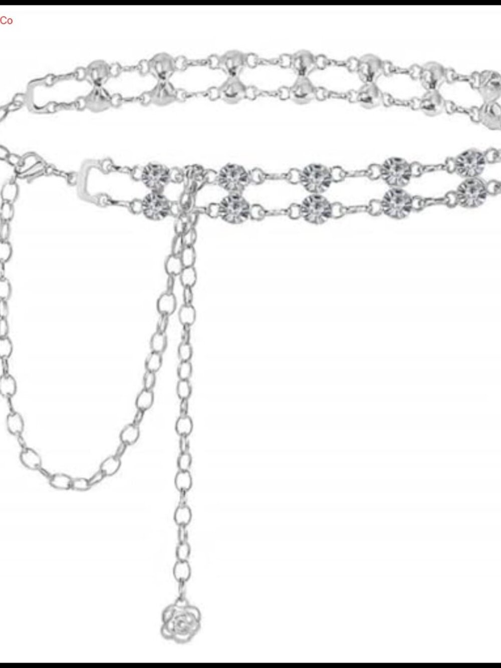 Rhinestone Chain Belt Thin Sparkly Waist Belt Adjustable Crystal Wedding